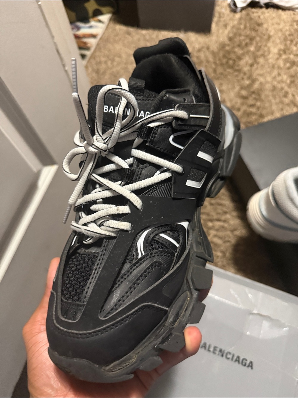 Balenciaga Black and Gray Men's Street Runner Sneaker - Picture 2 of 4